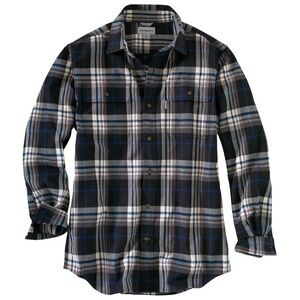 Carhartt Men's Black and Blue Plaid Button Down Shirt